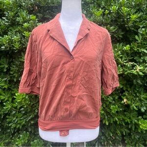 Express Women's Size Medium Rust Button-Up Bodysuit